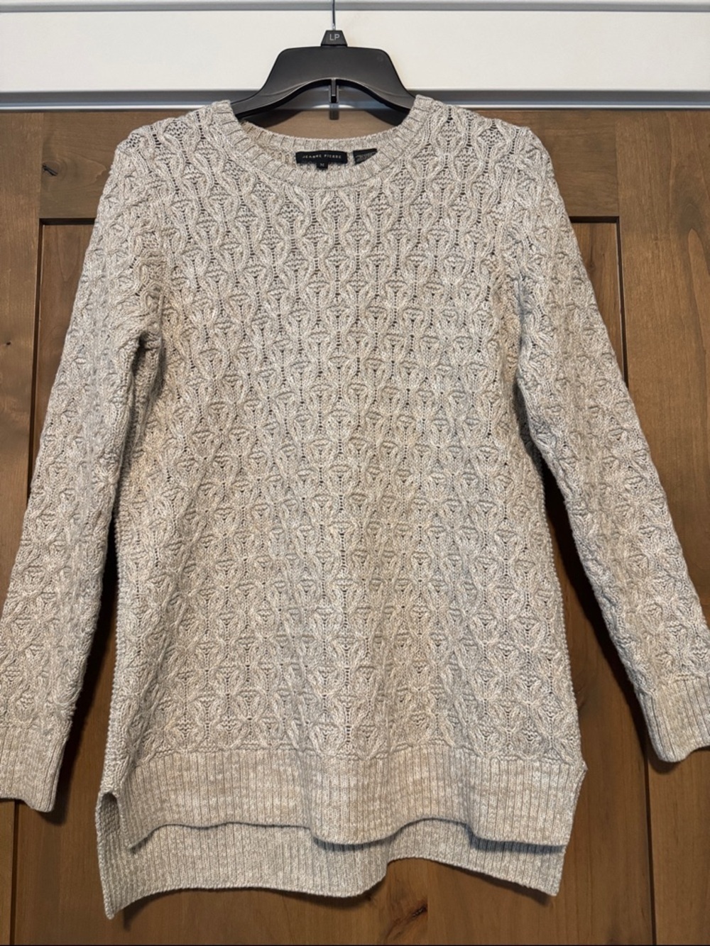 VTG Jeanne Pierre Fishermans Cable knit Sweater Womens M Longline classic Cotton
